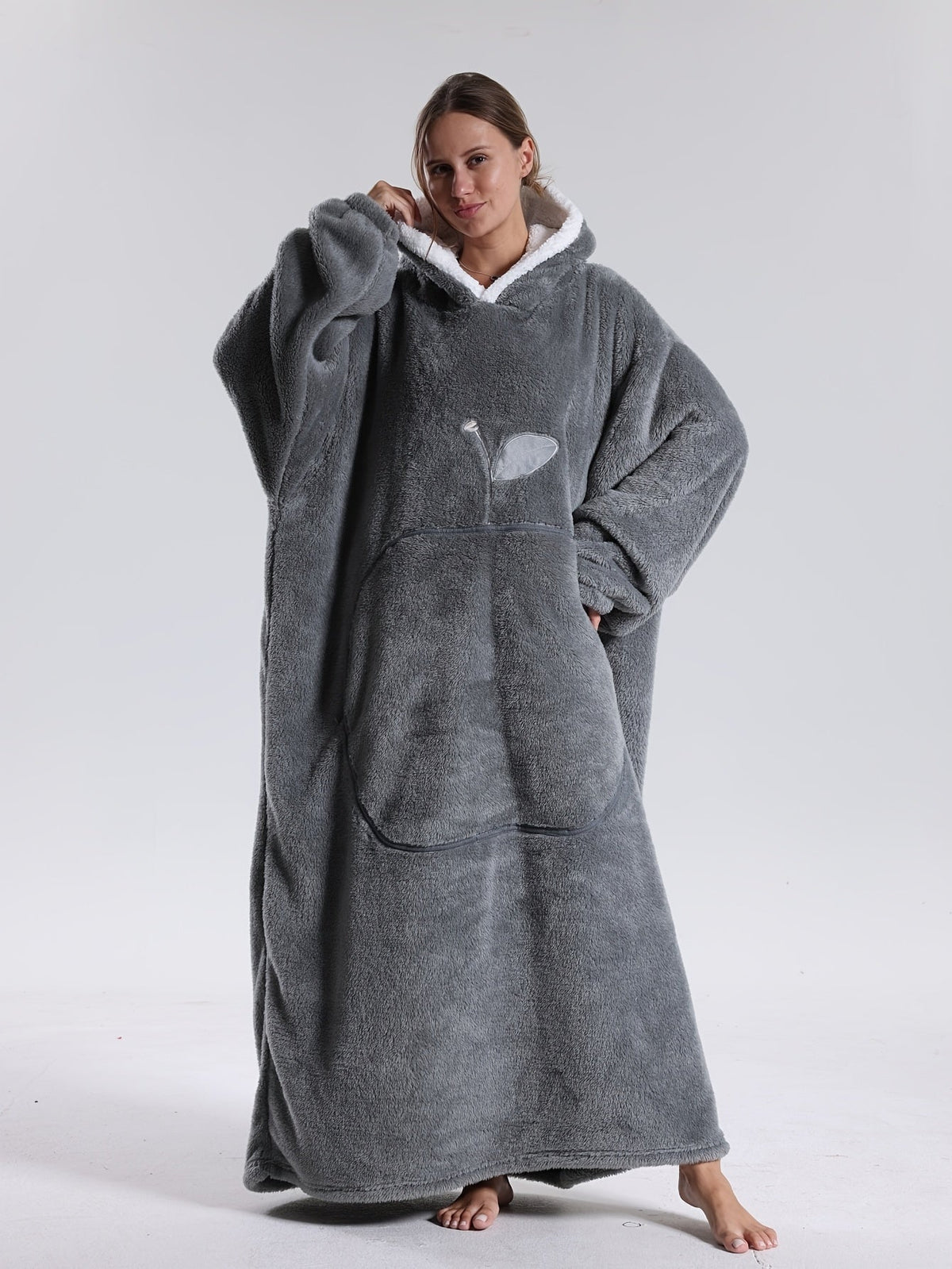 Draagbare Hoodie Deken met Mouwen en Capuchon Warm Fleece voor Bank Bed TV Kijken Luieren Ontspannen | Seveu