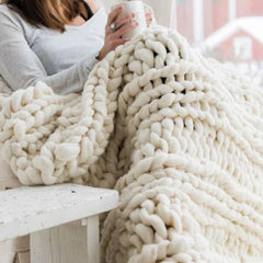 Handgebreid Chunky Plaid – Dik Gebreide Deken in Zachte Chenille voor Bank en Bed | Seveu
