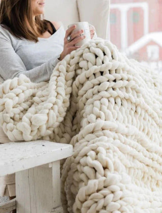 Handgebreid Chunky Plaid – Dik Gebreide Deken in Zachte Chenille voor Bank en Bed | Seveu