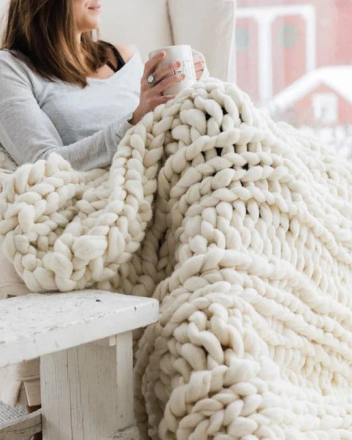 Handgebreid Chunky Plaid – Dik Gebreide Deken in Zachte Chenille voor Bank en Bed | Seveu